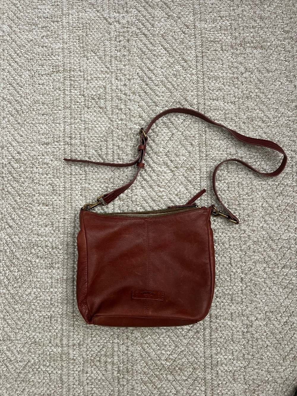 American Leather Co. Brick Red Pebbled Leather Crossbody Bag
